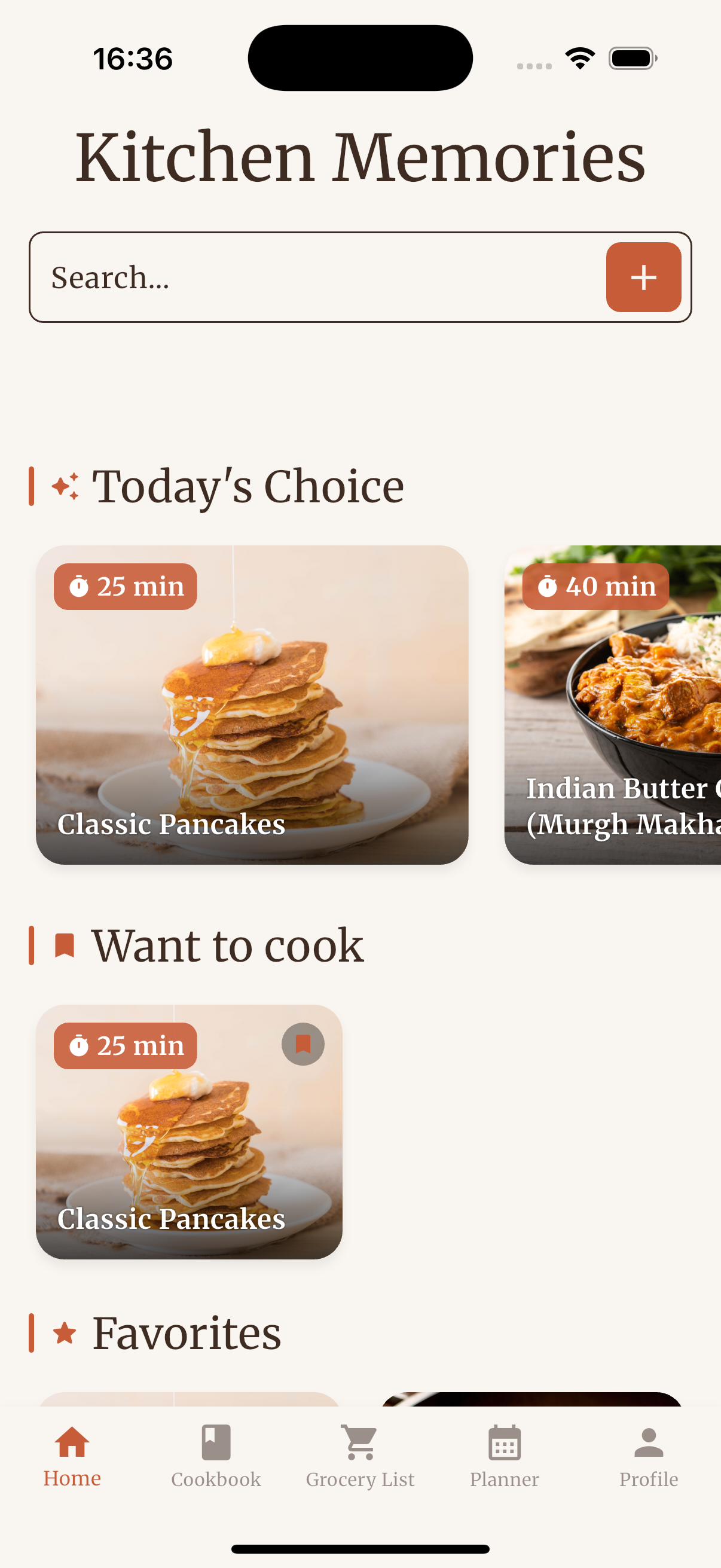Kitchen Memories Home Screen